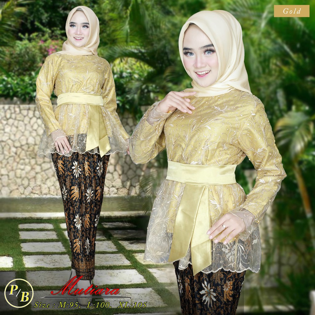 NEW ARRIVAL - kebaya mutiara - set kebaya tulle import - pakaian modern wanita kekinian dan modis