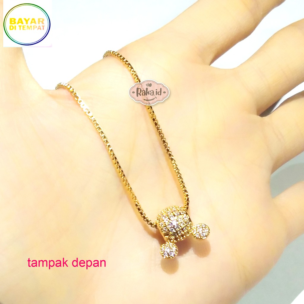 RAKA Acc - Kalung Wanita Kalung Kepala Mickey Polos &amp; Blink Perhiasan Cantik Wanita Lapis Emas 305