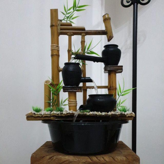 Miniatur Air Mancur Bambu Cendani 3 Kendi - Gunungsaren 32x14x34cm