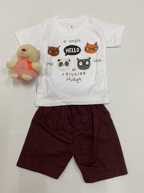 SETELAN KATUN ANAK SIMPLE HELLO TERBARU KATUN HALUS UNISEX