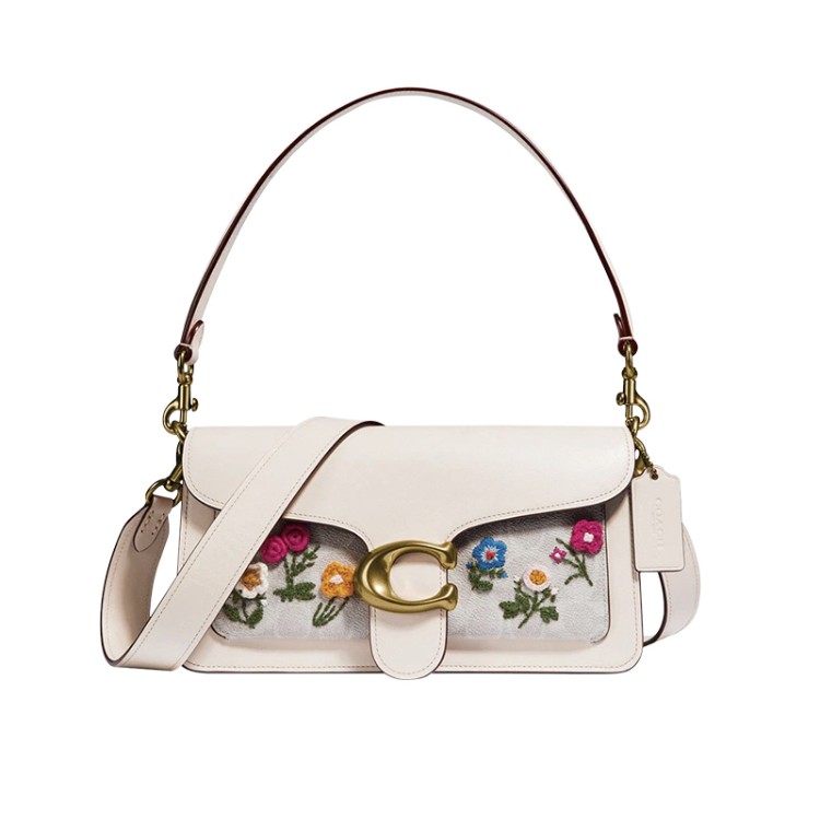 Coach Tabby Shoulder Bag 26 Signature Canvas with Floral Embroidery