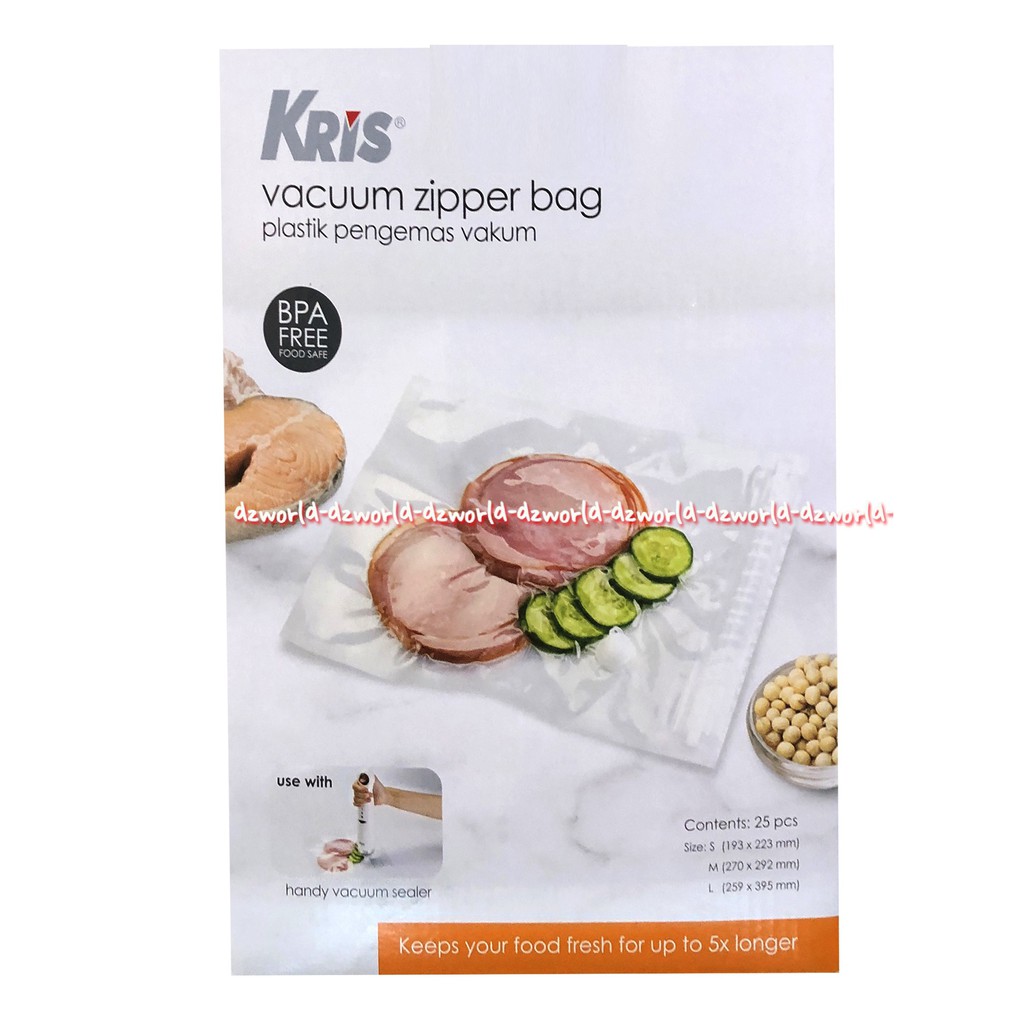 Kris Vacuum Ziper Bag Plastik Pengemas Vakum Dengan Zip Klip 25pcs