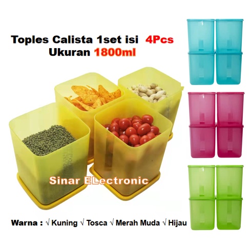 Calista Toples Kotak SERBAGUNA 1800ml Isi 1Set 4Pcs Sealware Verona Tupperware BPA Free