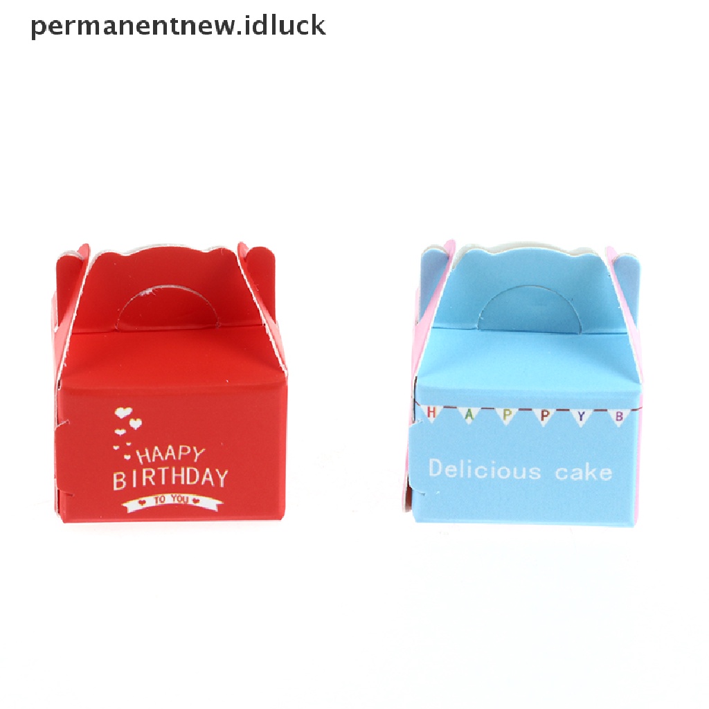 Luckypermanent 1 Set Mainan Miniatur Kue / Buah + Kotak Untuk Dekorasi Rumah Boneka 1: 12