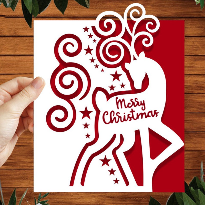 Cetakan Stensil Cutting Dies Motif Rusa Natal Bahan Metal Untuk Scrapbook / Craft DIY