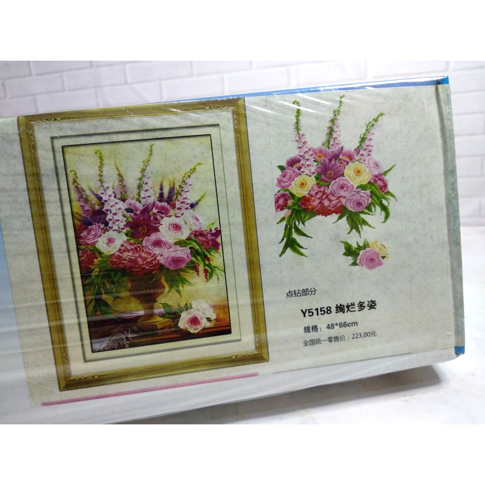 Paket DIY Craft Diamond Painting Y5158 Vas Bunga Flower Rose Mawar