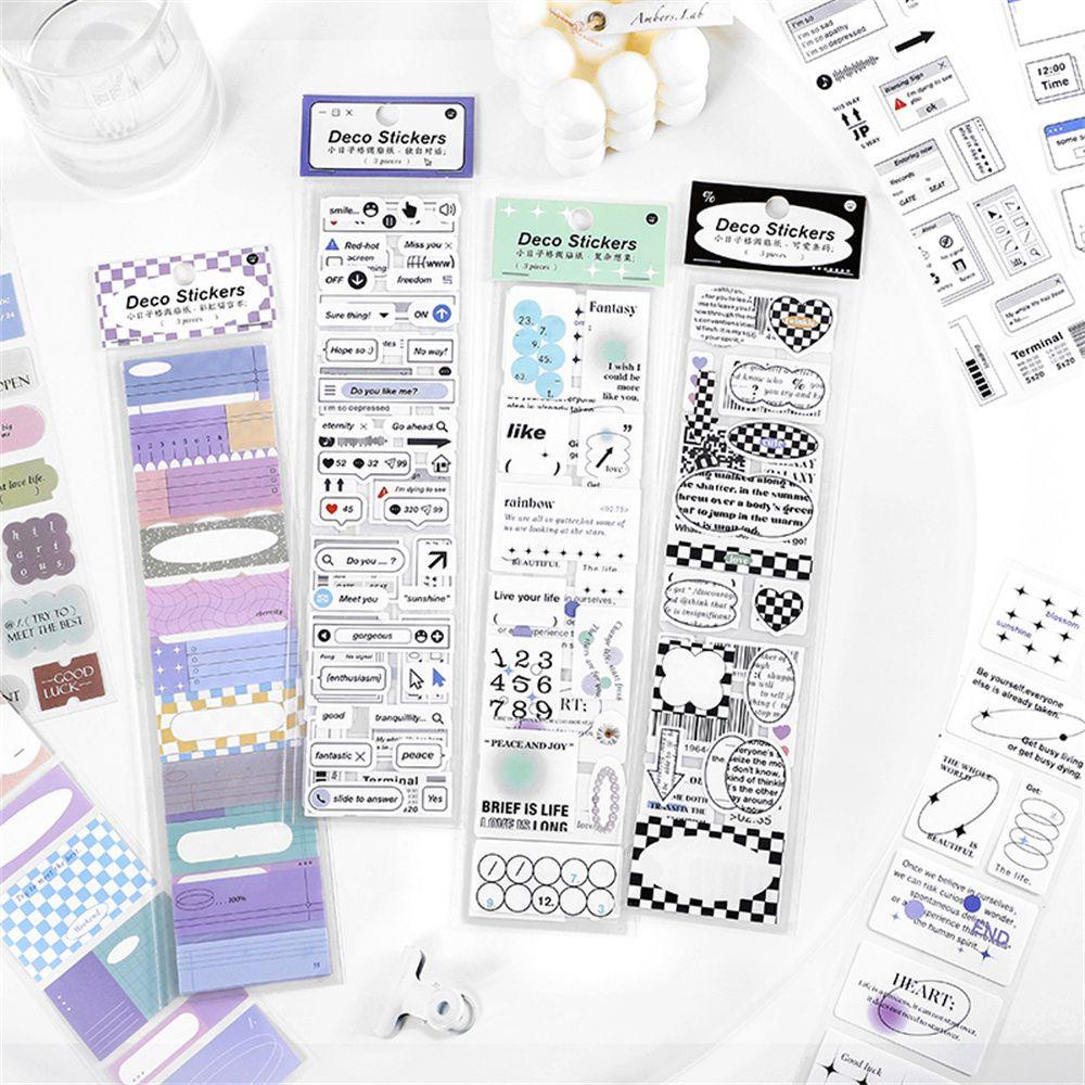 R-flower 3pcs Stiker Perlengkapan Seni Kawaii Dialog Box Alat Tulis Korea Star Card Scrapbooking