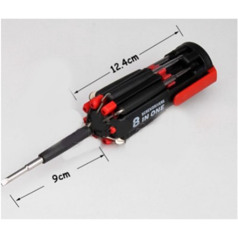 Set 8 In 1 Obeng Senter Led Bisa Dilipat Obeng Magnet Multifungsi Screwdriver