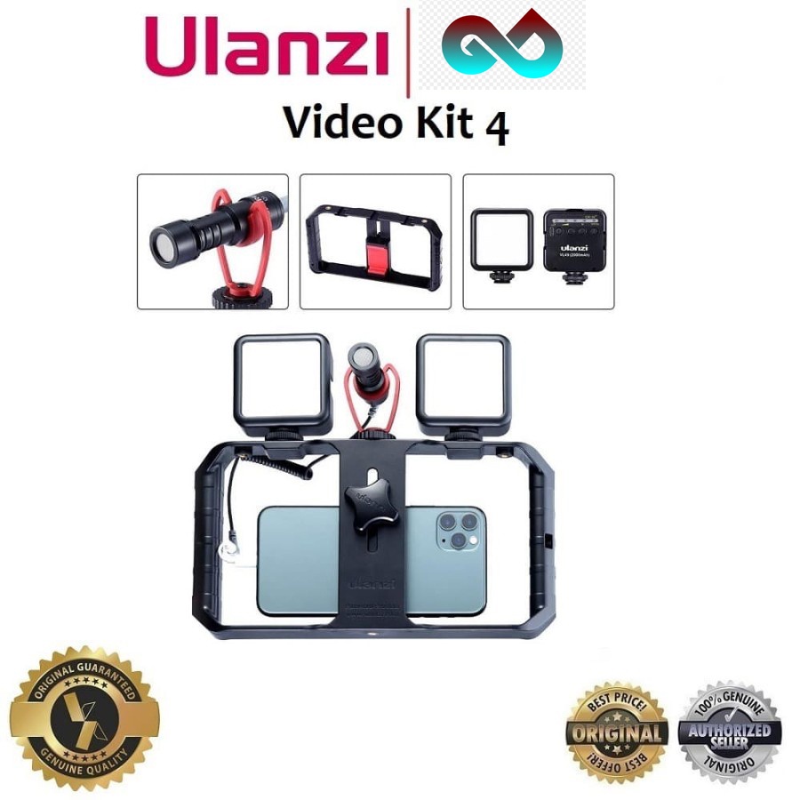 ULANZI Video Kit Combo 4 Paket Vlog buat Vlogging Mic LED Rig Cage