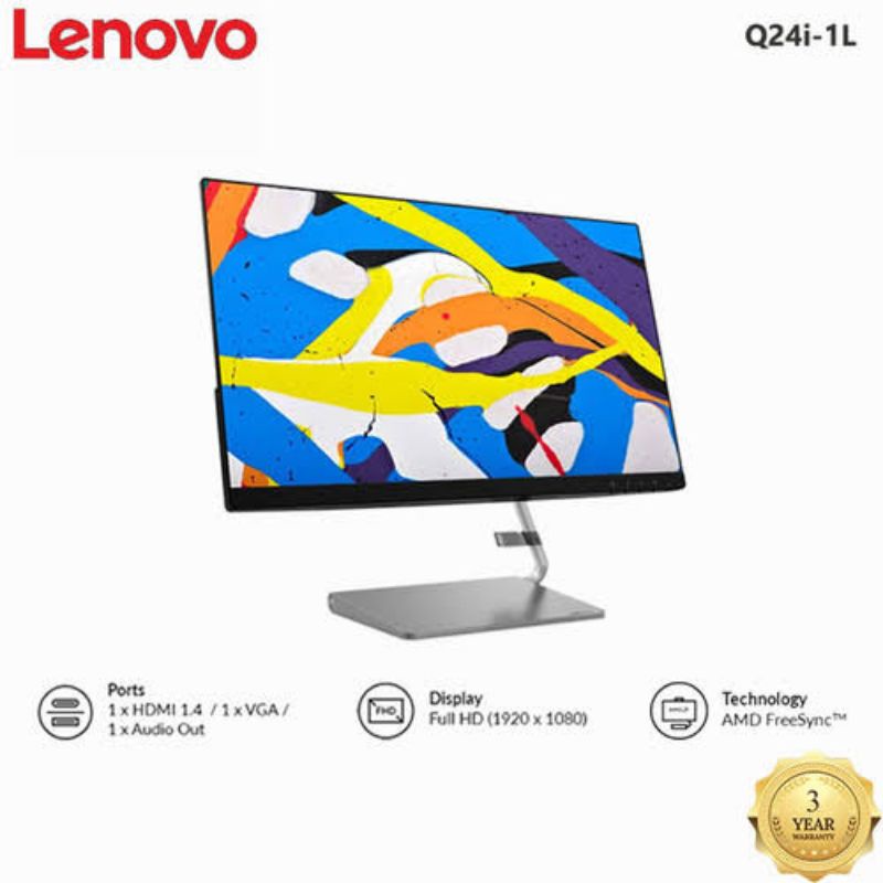 Monitor LED Lenovo Q24i 1L IPS 75hz slim built in speaker fhd hdmi vga | Q24i-1L