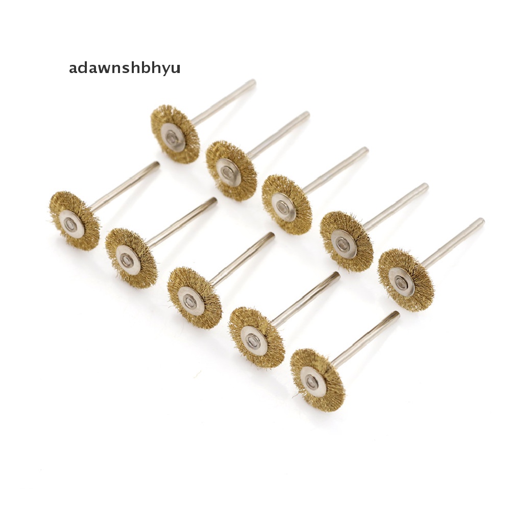 Adawnshbhyu 10PCS 22MM Kuningan Wire Wheel Brushes Alat Poles Untuk Die Grinder Power Rotary