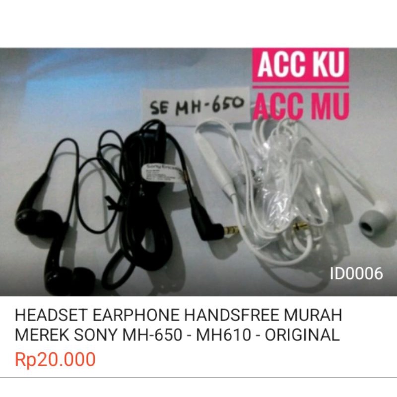 Headset SONY Tipe MH650 Original 100%