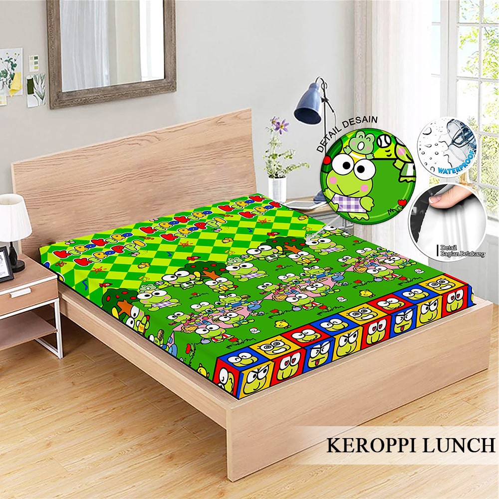 MONALISA Sprei Waterproof 180x200 - anti ompol air water proof Paus Rainbow  Rainbow Dinosaurus Rocket Galaxy180 SP-K*rropi Lunch - WP