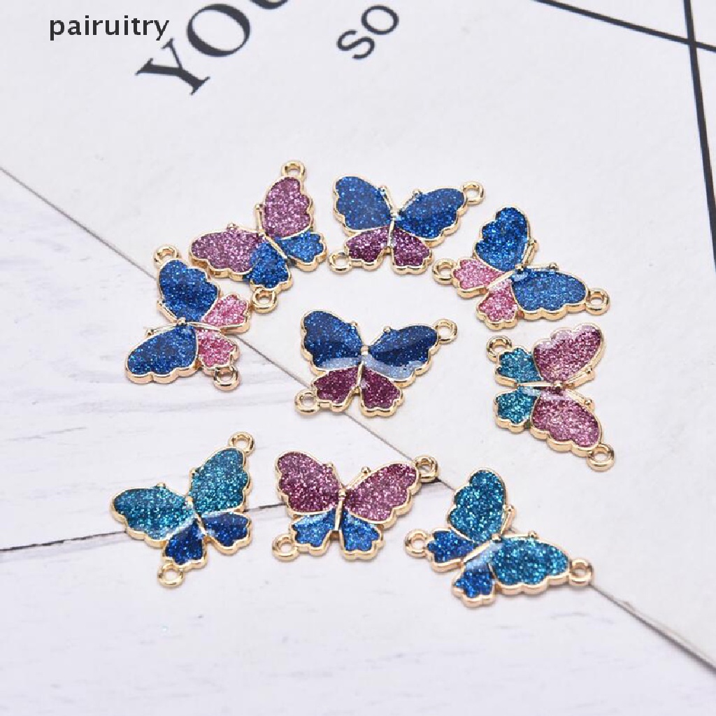 10pcs / Kantong Liontin Kupu-Kupu Enamel Untuk Membuat Perhiasan DIY PRT