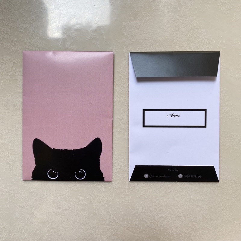 

Amplop lucu / Amplop pink motif kucing hitam