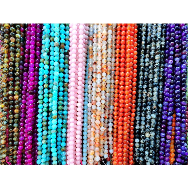 Manik Bahan Rencengan Batu Alam 10mm Bulat