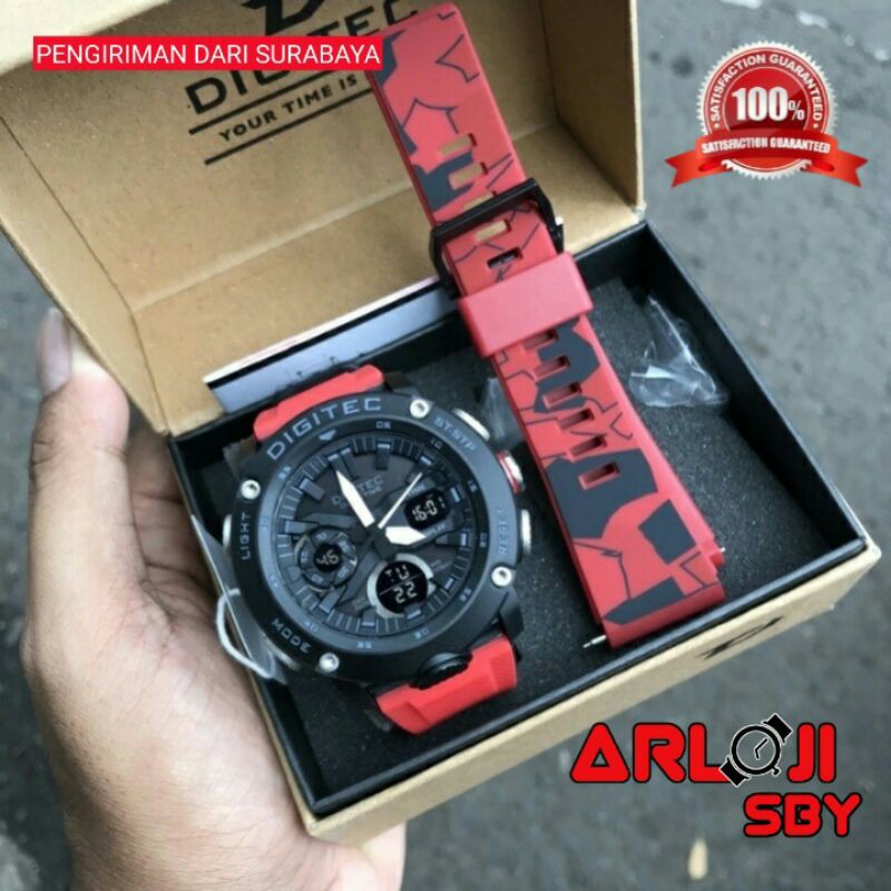 JAM TANGAN PRIA DIGITEC DA 2094 FREE RUBBER ORIGINAL WR