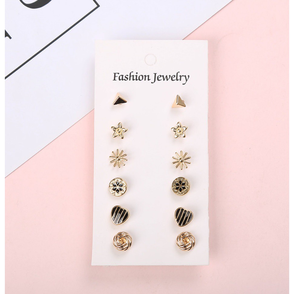 6 Pasang Anting Set Tindik Tusuk #5 untuk 1 Minggu Korea Fashion Earrings Stud Korean style