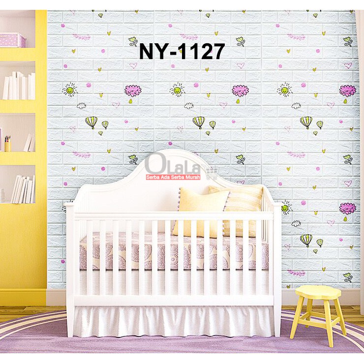 Wallpaper 3D Modern Foam Batu Bata Ukuran 70 X 77 Wall Sticker 3DQT-05-NY-1127