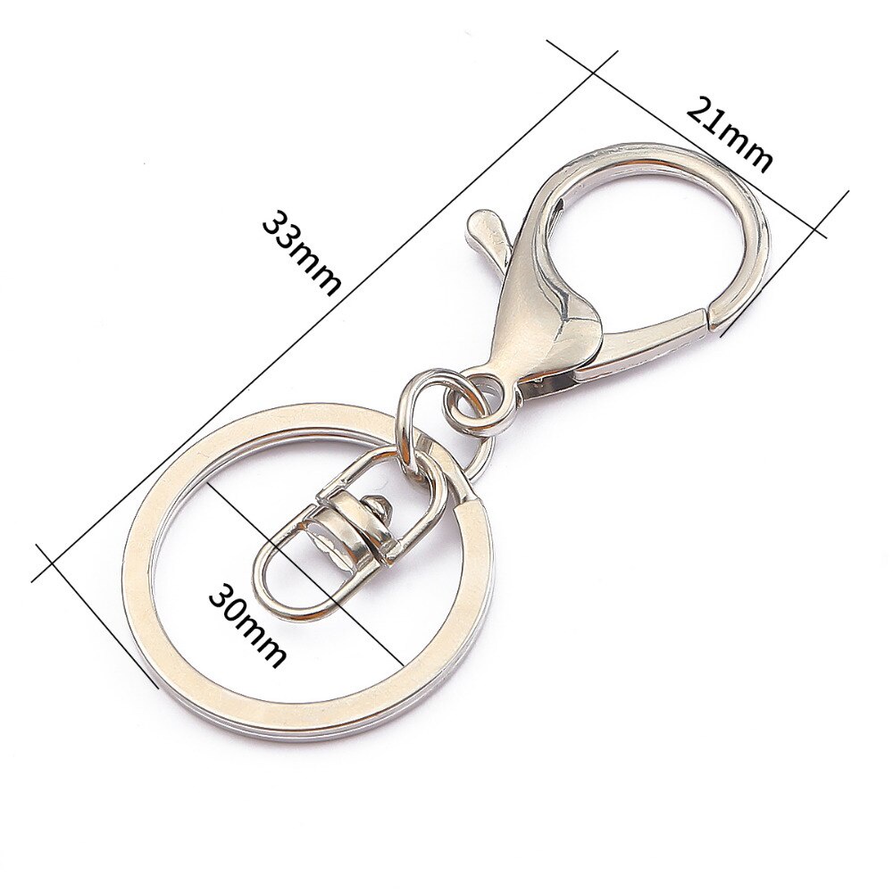 5pcs/bag Lobster Clasp Key Ring 30mm Bronze Rhodium Gold Long Split Keyrings Keychain DIY Jewelry Making 21x33MM