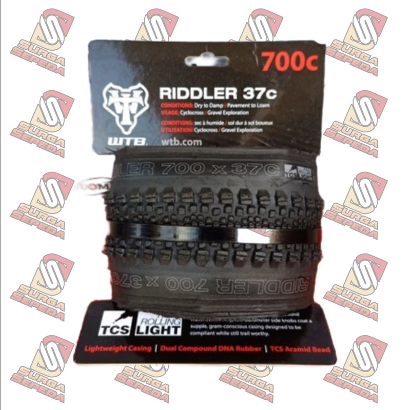 BAN LUAR WTB RIDDLER 700X37C TCS LIGHT FR BLACK 700C GRAVEL