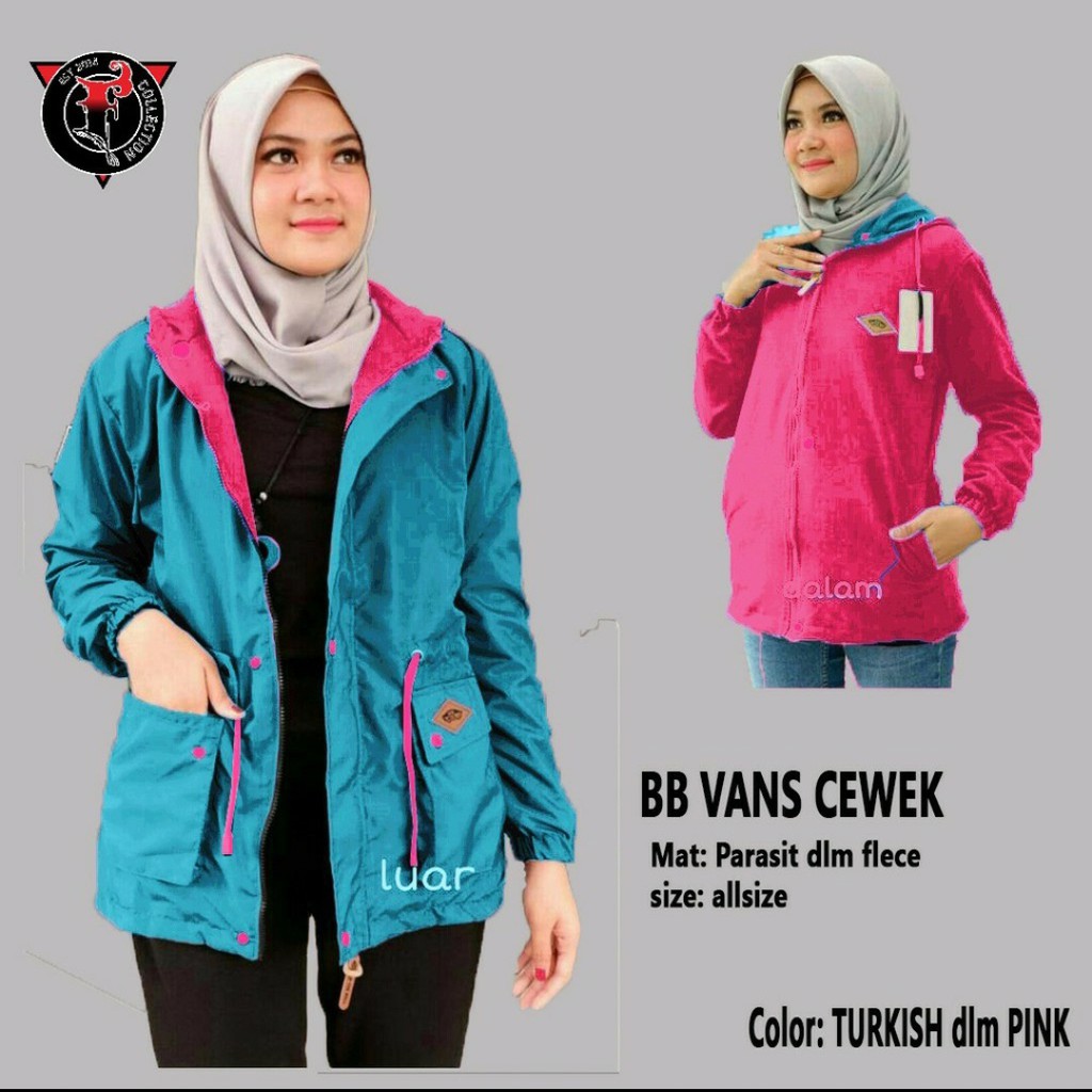JAKET PARKA WANITA BOLAK BALIK JAKET WANITA PARKA BB MURAH JAKET PARKA CEWEK JAKET PARASUT WANITA-Turkish Pink