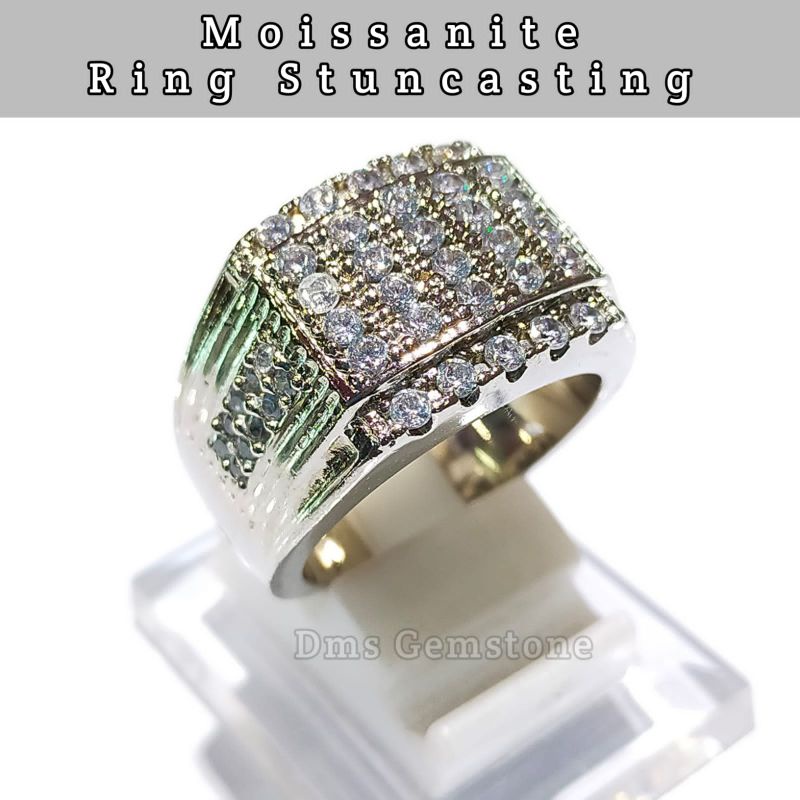 Batu Moissanite Cincin Stample batu permata