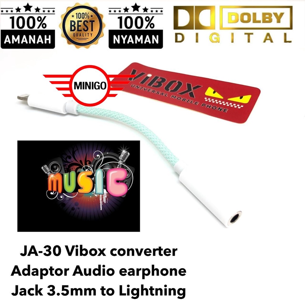 PROMO CONVERTER LIGHTNING TO AUDIO JACK ADAPTER MODEL JA30 (CONNECT BT ) KABEL WARNA MACARON CANDY