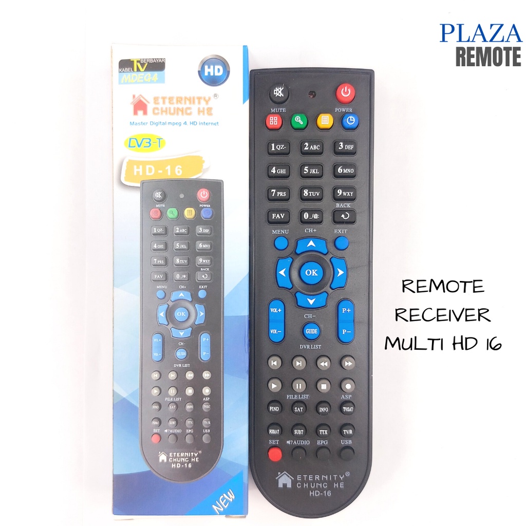 REMOTE RECEIVER DIGITAL PARABOLA MULTI MP4 HD 16 HITAM