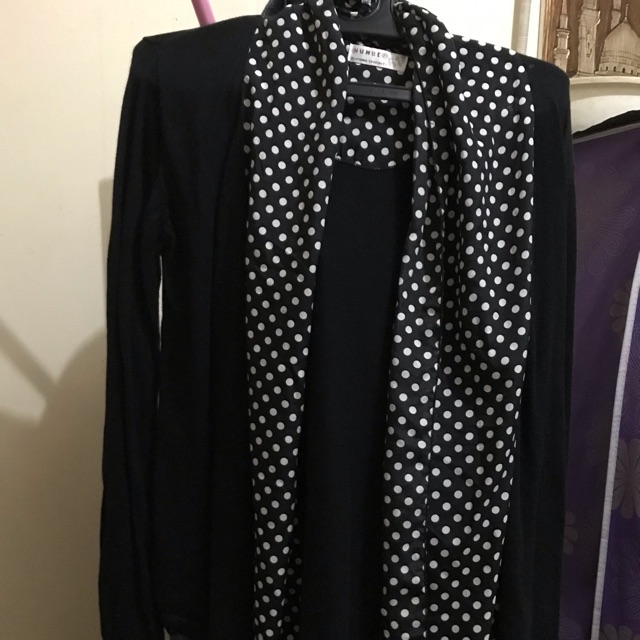 Sixty One number 61 outer hitam + polka scarf all size Preloved