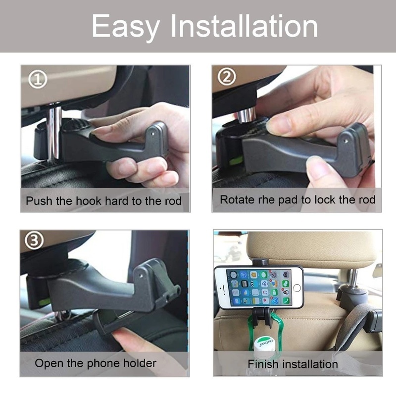 2 in 1Creative Car Headrest Hook with Mobile Phone Holder / Multifunctional Seat Back Racks / Car Smartphone Stand for Car