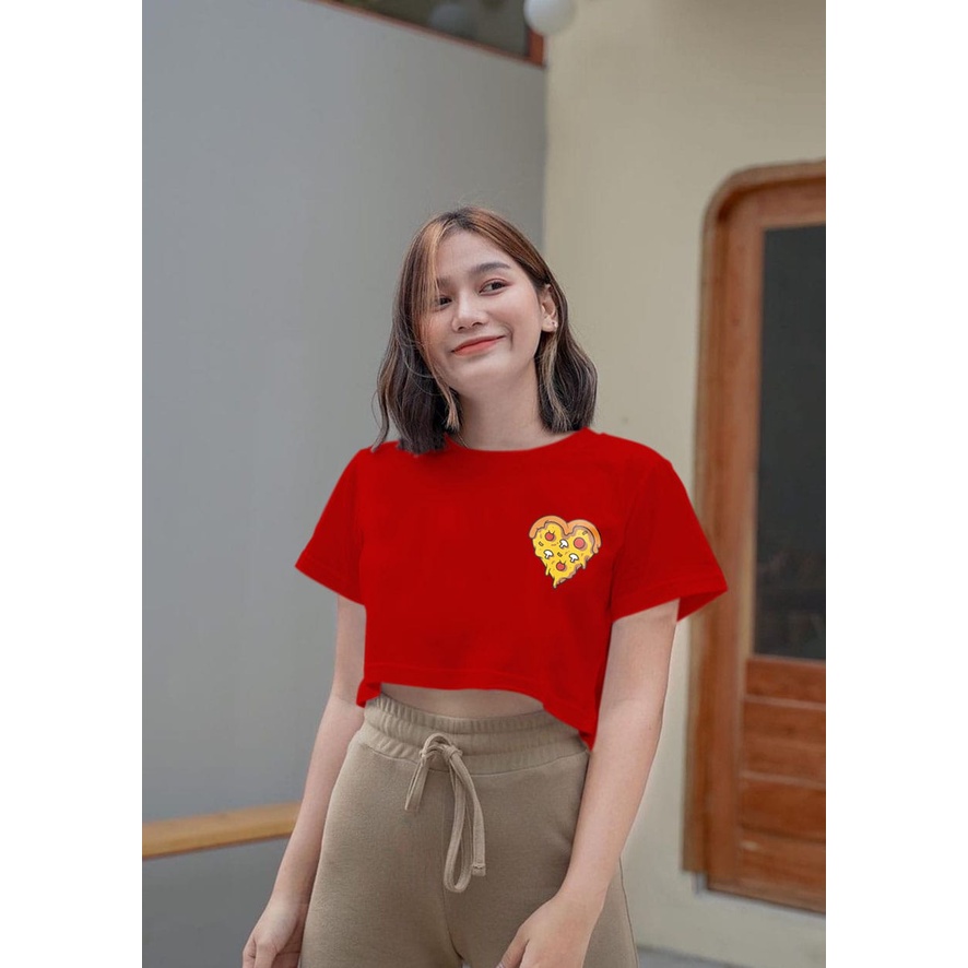 Flava_Store-Love Cake Crop Top Kaos Lengan Pendek Wanita