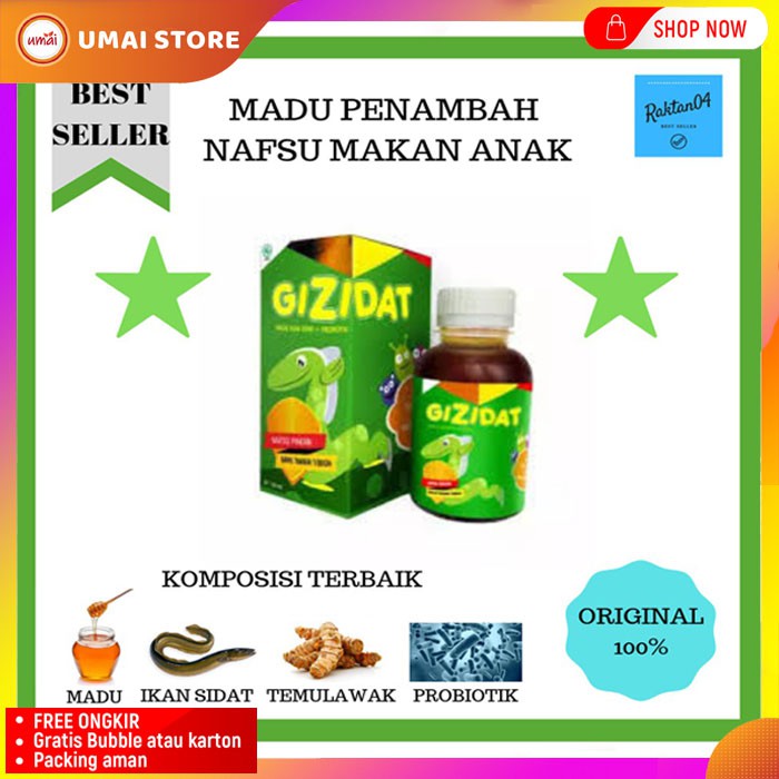 

Gizidat Madu Extrak Ikan Sidat Penambah Berat Badan Nafsu Napsu Makan Anak Sehat Pintar