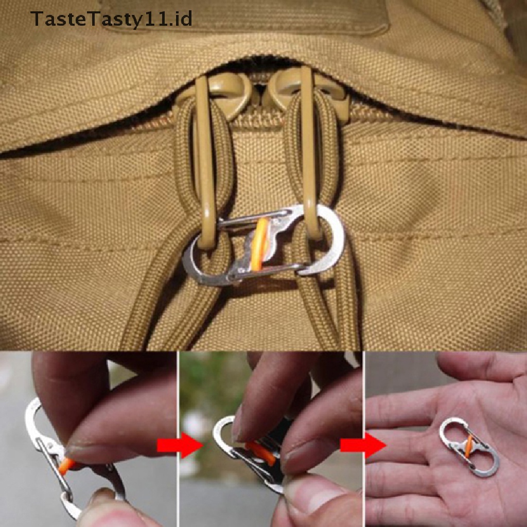 Tastetasty Carabiner Bentuk Angka 8 Dengan Kunci S Untuk Camping / Outdoor