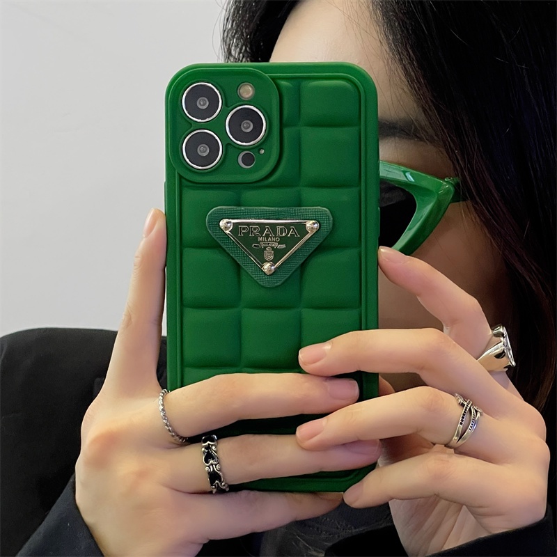 Case Desain Prada Segitiga Persegi Tahan Banting Untuk iPhone 14 13 12 11 Pro X XS MAX XR