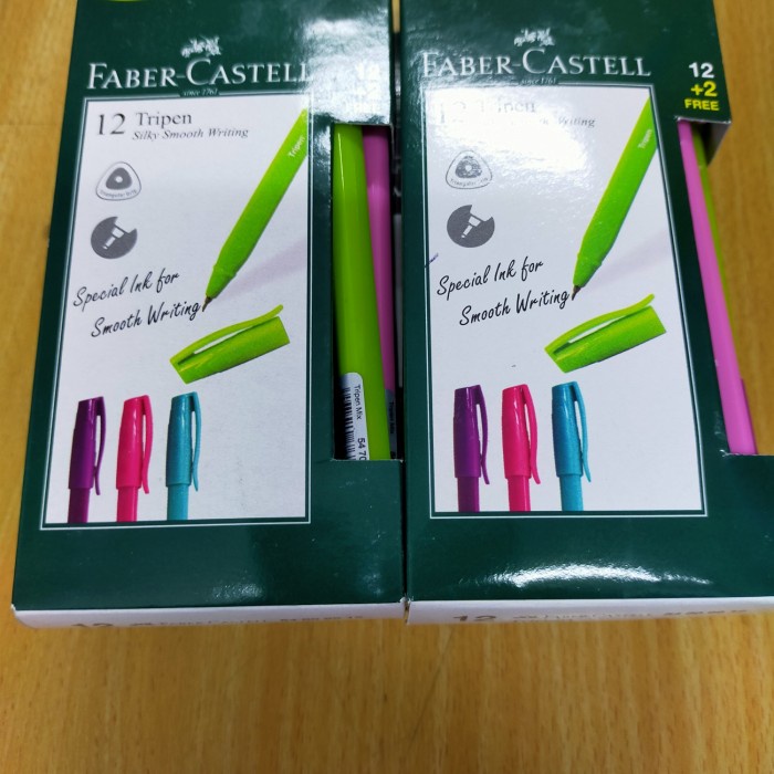 

Terlaris Faber-Castell Ballpoint Tripen Mix Barell Tinta Hitam 12+Free 2 Pcs Hemat