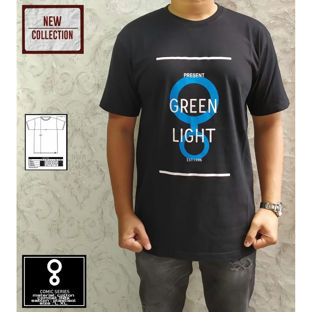 Kaos greenlight premium gaul kekinian T-shirt pria fashion baju murah distro bandung