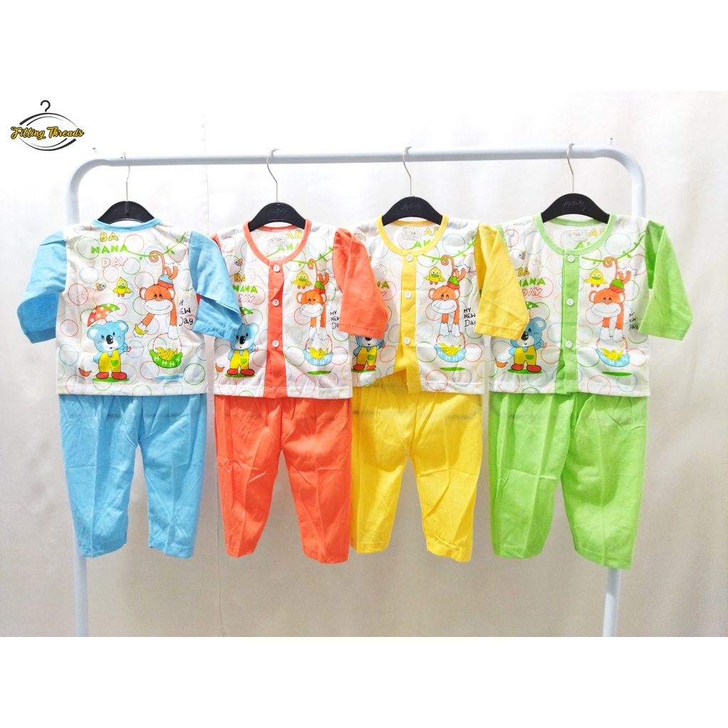 Setelan Baju Bayi Lengan Panjang Celana Panjang Kancing Depan / Set Piyama Baju Tidur Anak Bayi