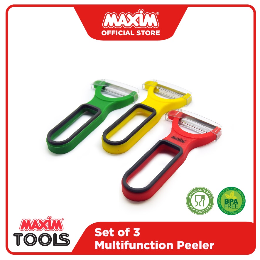 Maxim Tools Multifunction Peeler 3pcs Set Alat Pengupas Sayur / Buah / Bahan Makanan Stainless