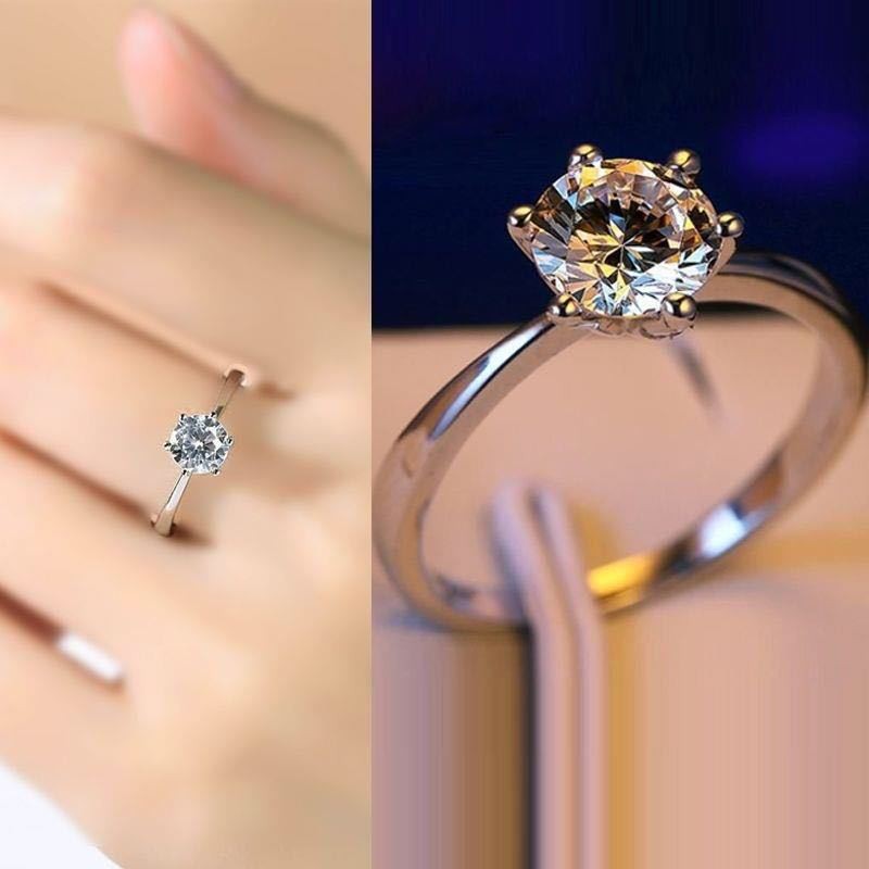 Cincin Lapis Emas Putih 18k Dengan Berlian Imitasi Untuk Wanita