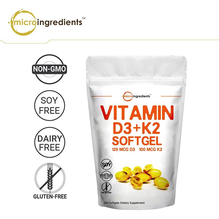 vitamin d3 k2 Micro Ingredients Vitamin D3 5000IU + K2 100MCG, 2in1 Formula, 300 SG