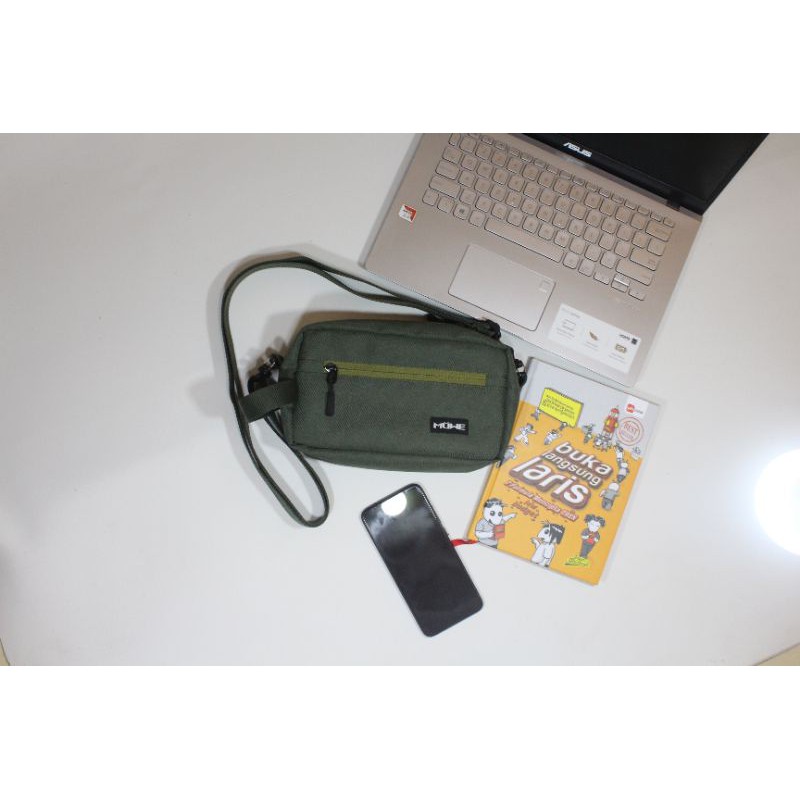 Mowe Bags Sling Bag Tas Slempang Pria Wanita Warna Hijau Army 24x5x15  Handphone Dan Dompet