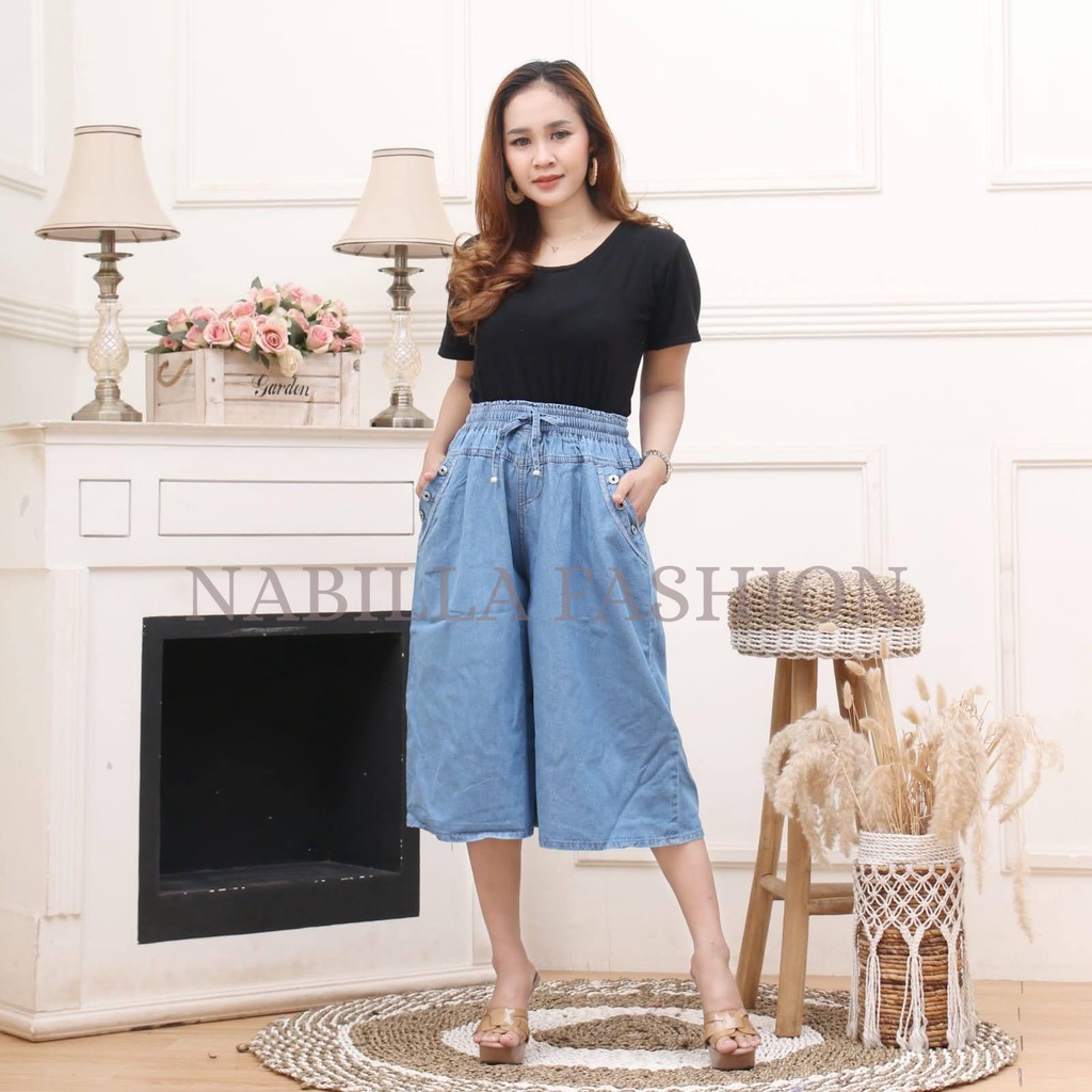 KULOT 7/8 JEANS PREMIUM JUMBO PINGGANG KARET