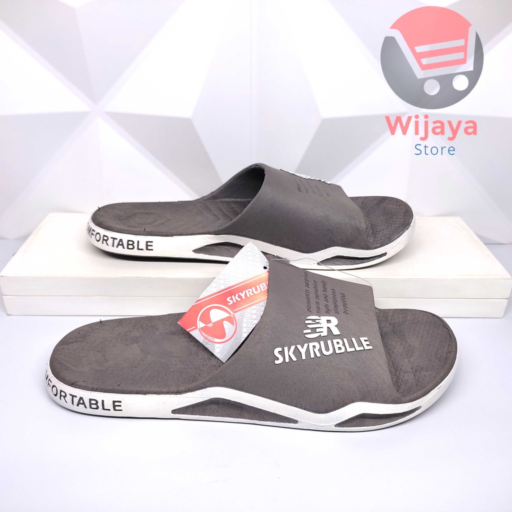 Sandal Selop Pria SKYRUBBLE 408 Sendal Slide Full Karet Senyawa Trendy untuk Aktivitas Sehari-hari