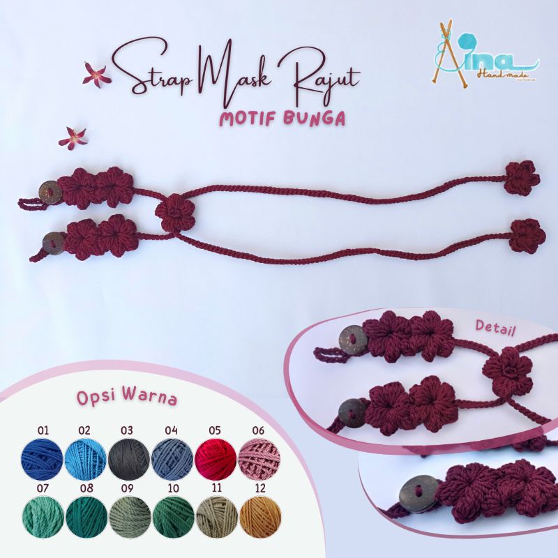 Aina Handmade Strap Masker Rajut - Motif Bunga