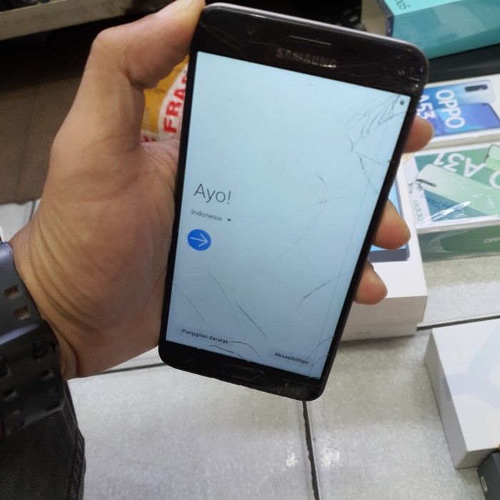 Hp Samsung J7 Prime 3/32GB batang layar retak net