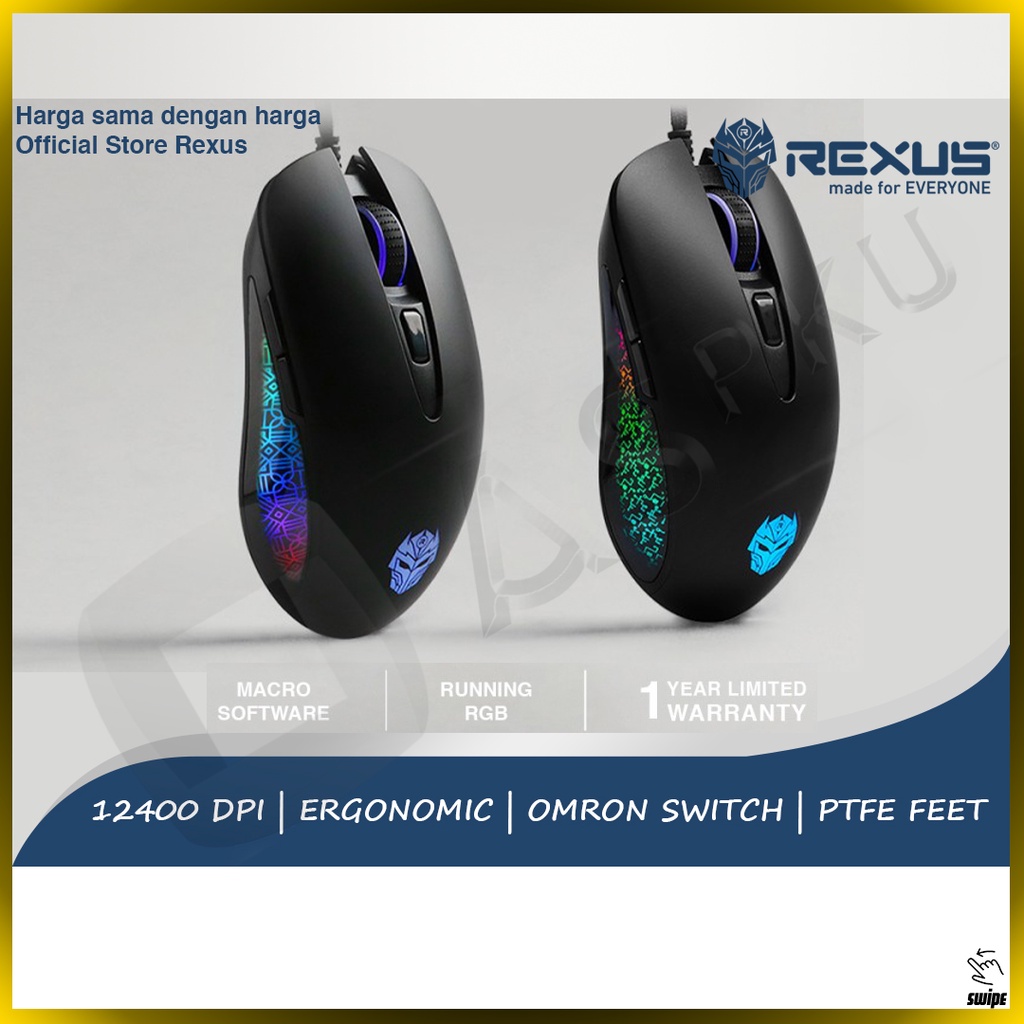 Rexus Gaming Mouse Arsa Batik Electrify Komputer Computer Keyboard Mousepad LED RGB 12400 DPI