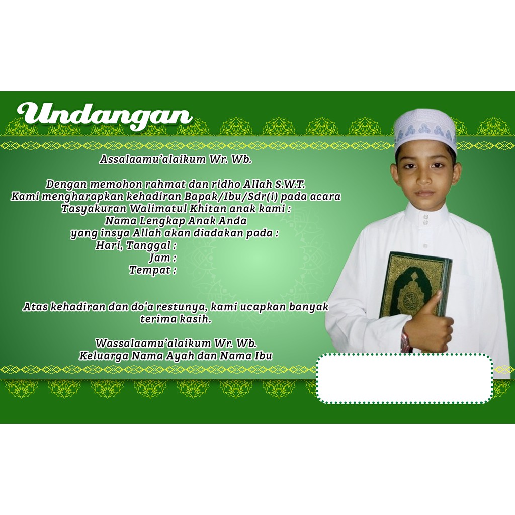 Kartu Undangan Khitanan Anak Custom Harga Ekonomis Model 2