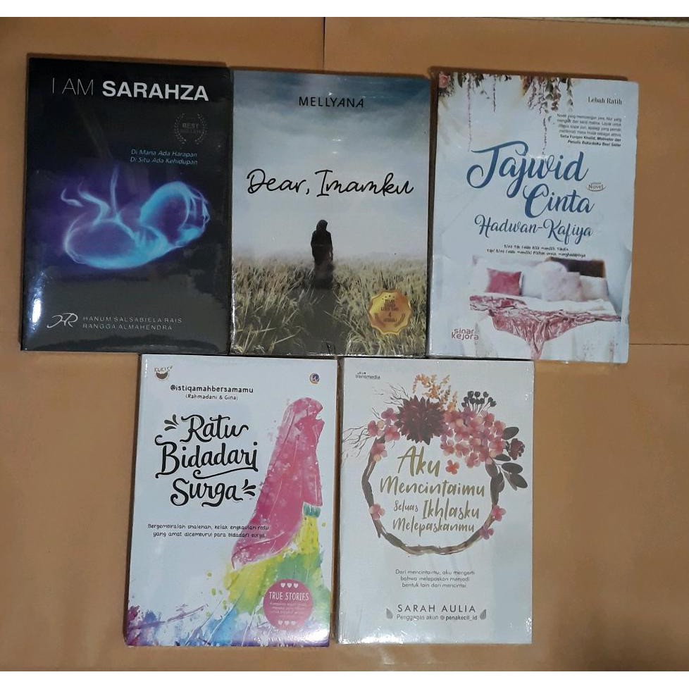 Paling Murah Paket 5 Novel Islami I Am Sarahza Dear Imamku Tajwid Cinta Ratu Bidadari Surga Aku