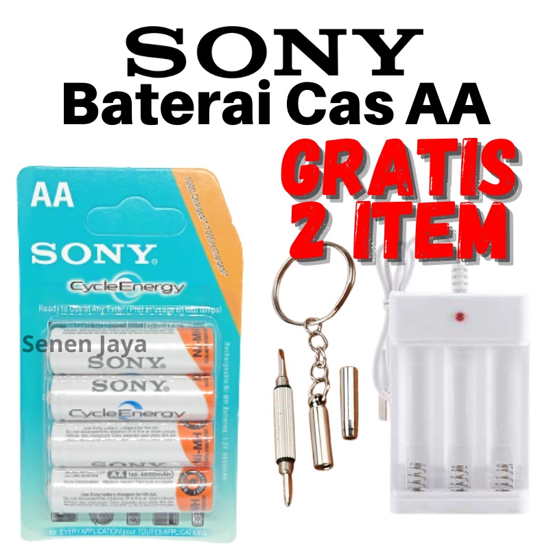 free charger   baterai aaa sony isi 4 rechargeable cas charger recharge charge isi ulang sony murah 